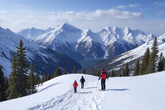 Aspen Highlands Bowl with backcountry skiers at the summit