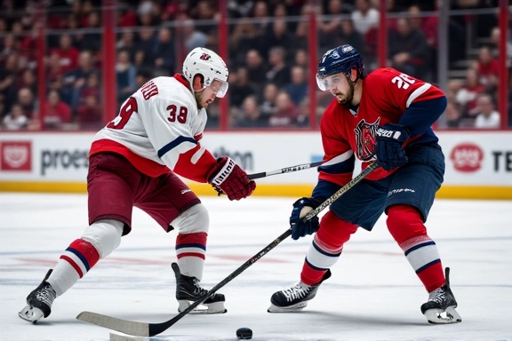 Ice hockey players in action