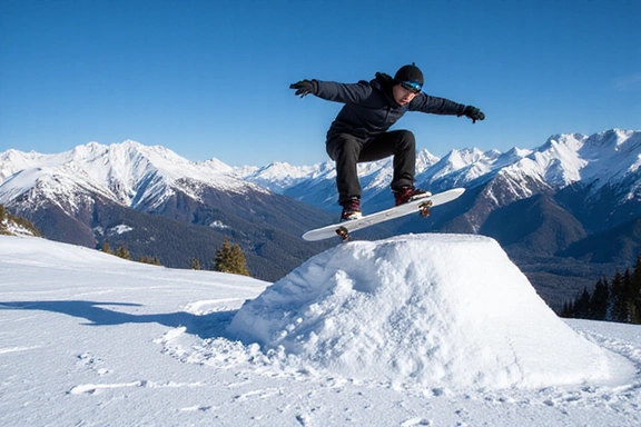 Snowboarder performing a jump